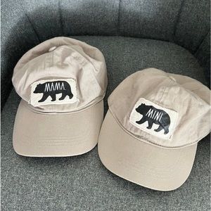 Rae Dunn Mama and Mini Hat Set Mama Bear Khaki Tan Adult & Youth Caps